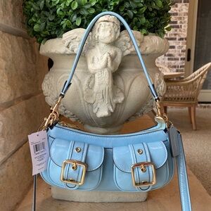 NWT Coach Ashton 2 Way Shoulder/Crossbody bag n Powder Blue leather